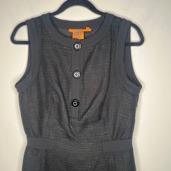 Tory Burch Black Tweed Sheath Mini Dress Size 6 - Picture 7 of 9